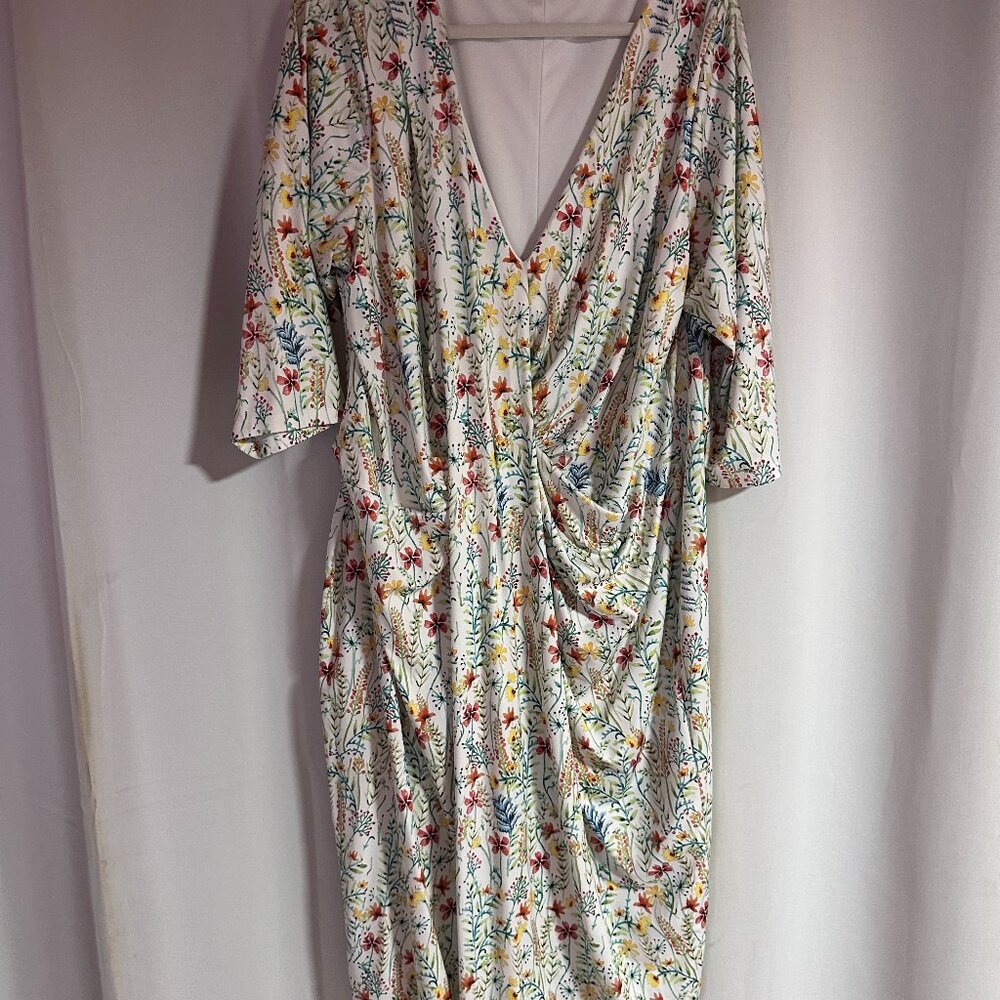 Jason Wu x Eloquii Floral Garden Drape Front Sheath Dress Size 24